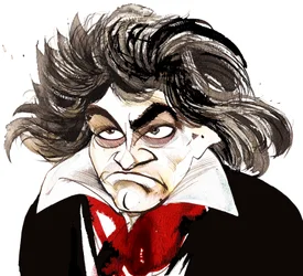O compositor alemão Ludwig van Beethoven (1770-1827); caricatura